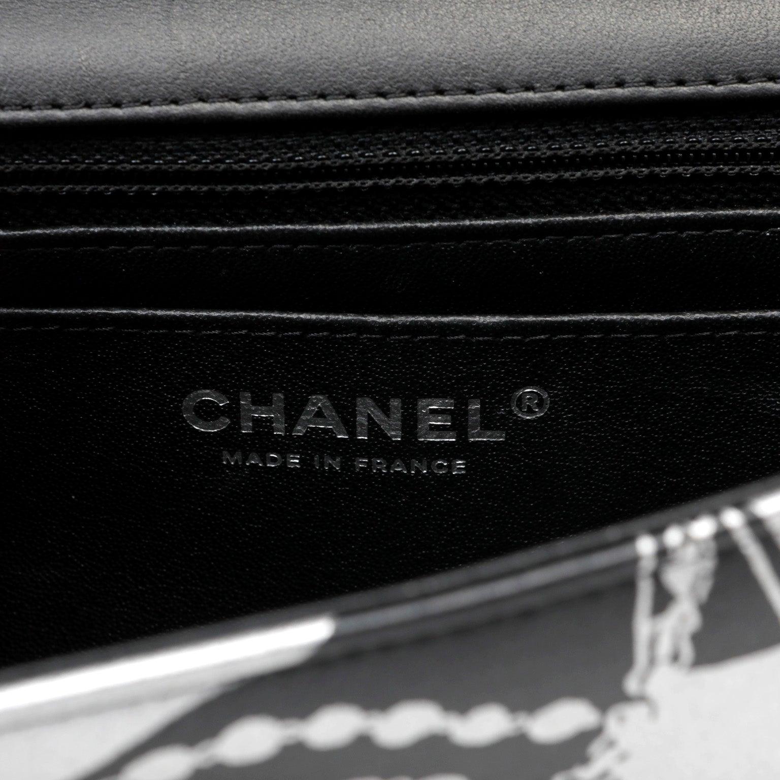 Chanel Black and Silver Lambskin Limited Edition Mini Classic