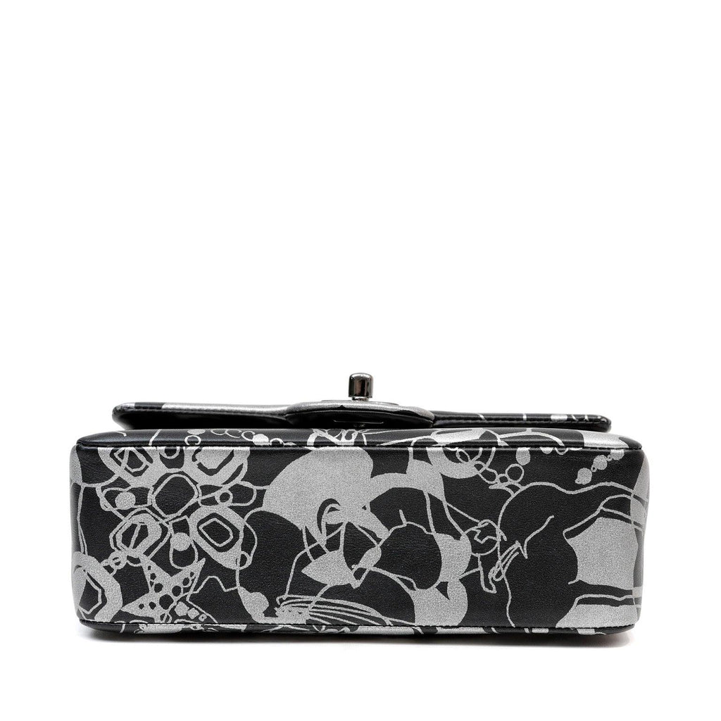 Chanel Black and Silver Lambskin Limited Edition Mini Classic