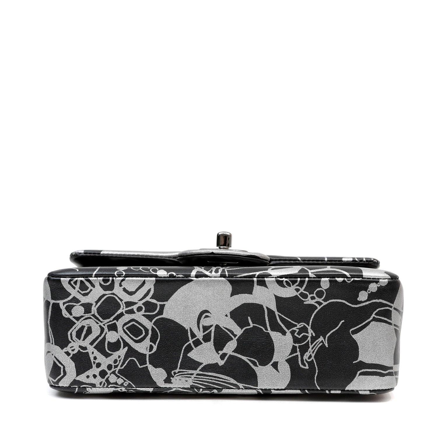 Chanel Black and Silver Lambskin Limited Edition Mini Classic