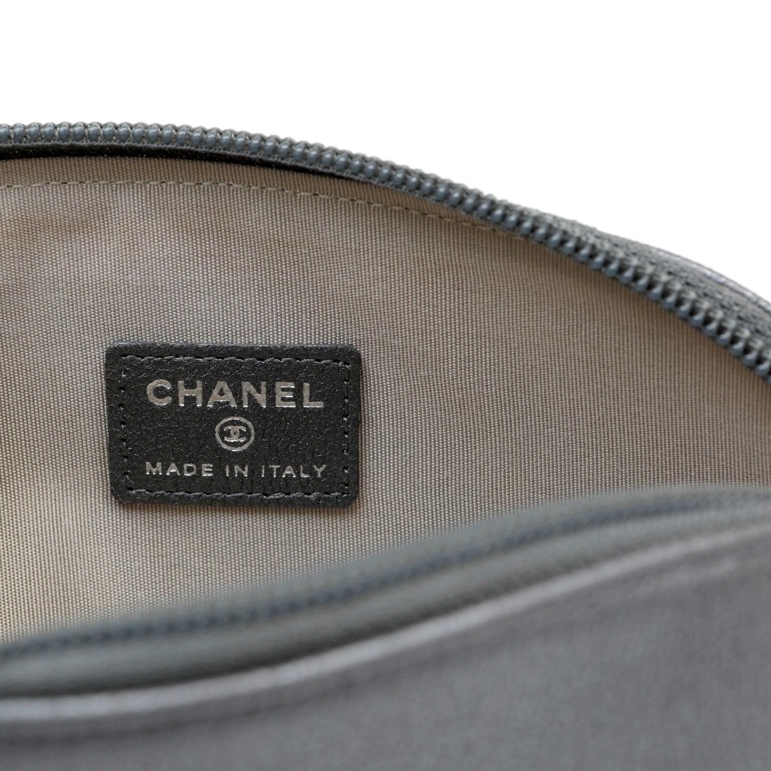 Chanel Slate Grey Camellia Pouch