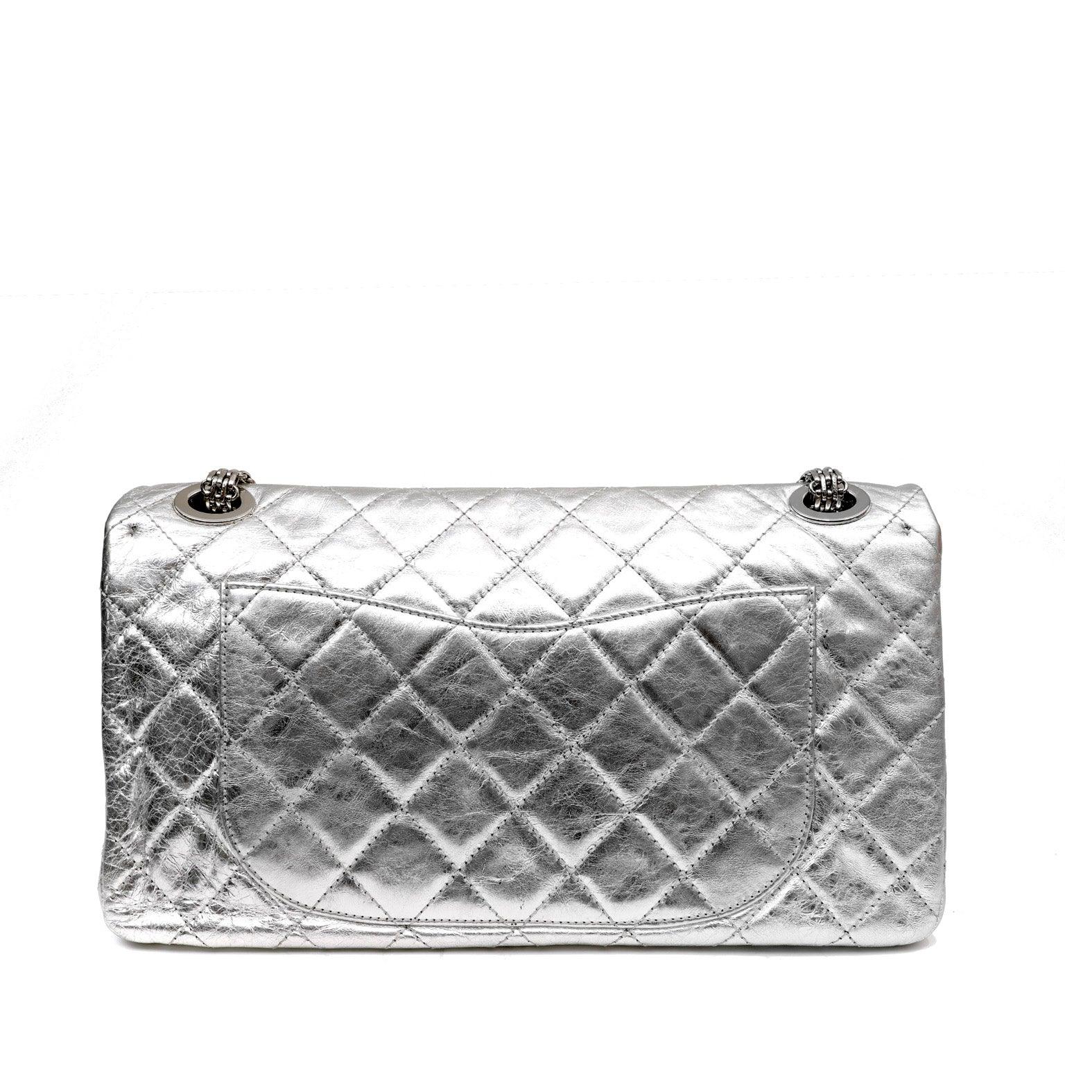 Chanel Metallic Silver Maxi Classic Reissue 2.55