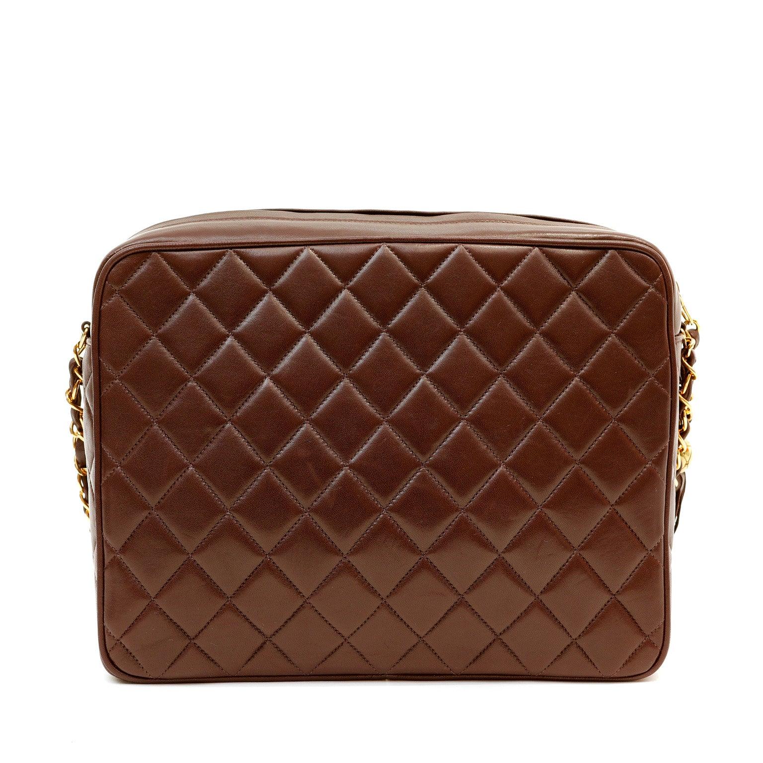 Chanel Chocolate Vintage Camera Bag w/ Gold Hardware