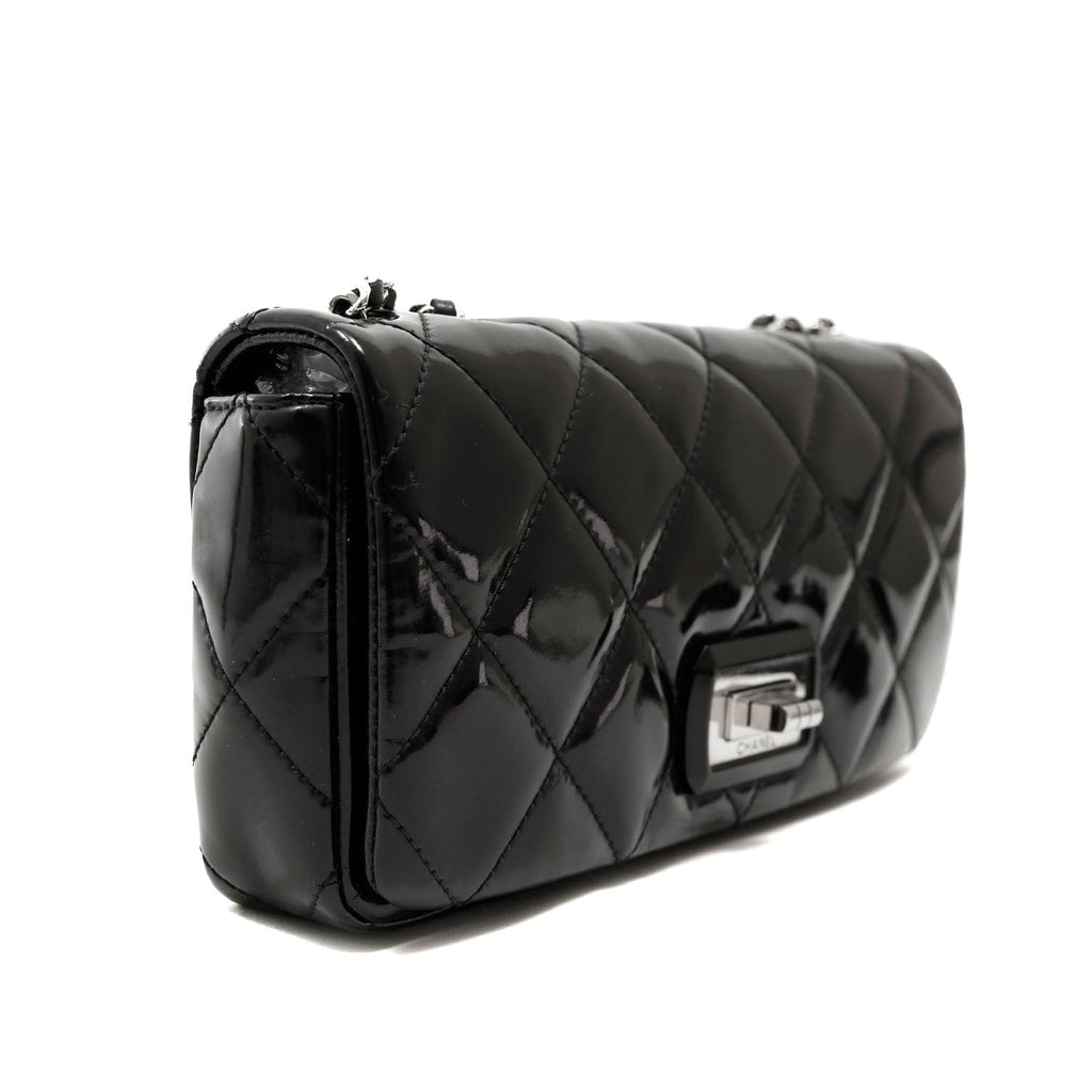Chanel Black Patent Leather East West Reissue Flap Bag