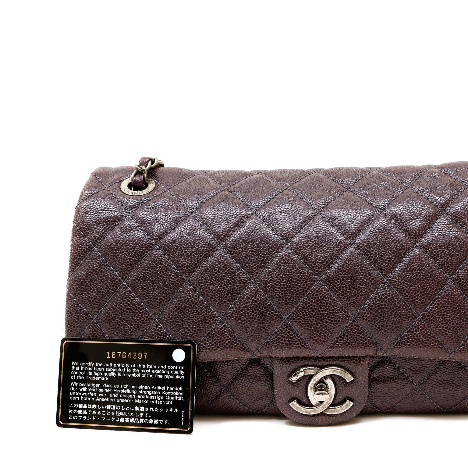 Chanel Purple Caviar Leather Easy Zip Flap Bag