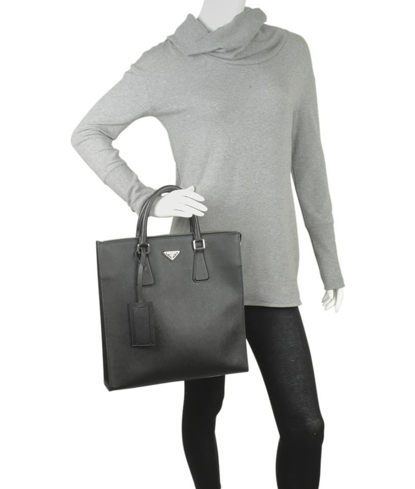 Prada 2v Saffiano Black Leather Tote