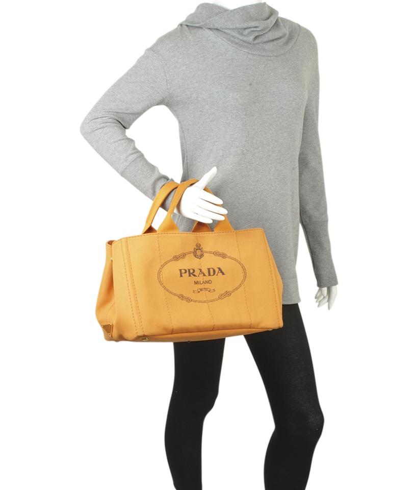 Prada g Jacquard Orange Canvas Tote