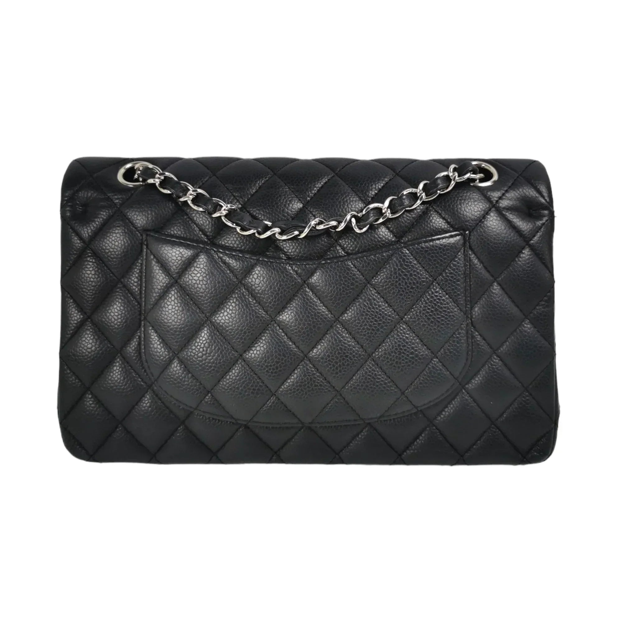 Chanel Classic Double Flap Medium Black Caviar Silver