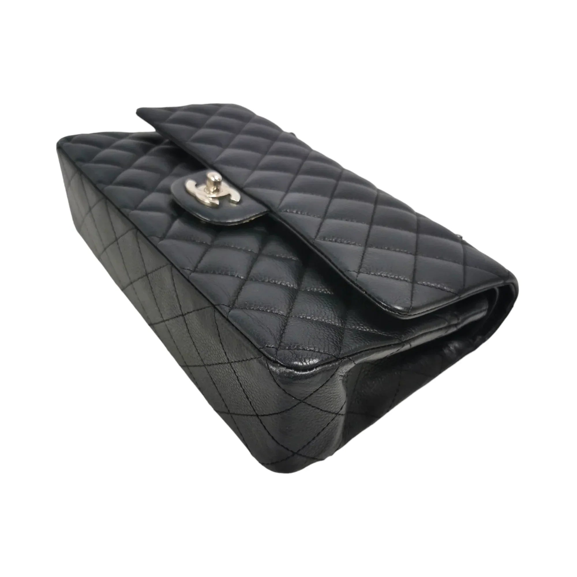 Chanel Classic Double Flap Medium Black Caviar Silver