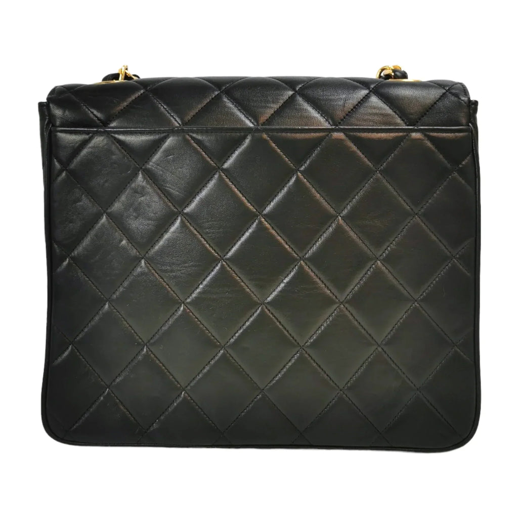 Vintage Chanel Flap Bag Black Lambskin Gold