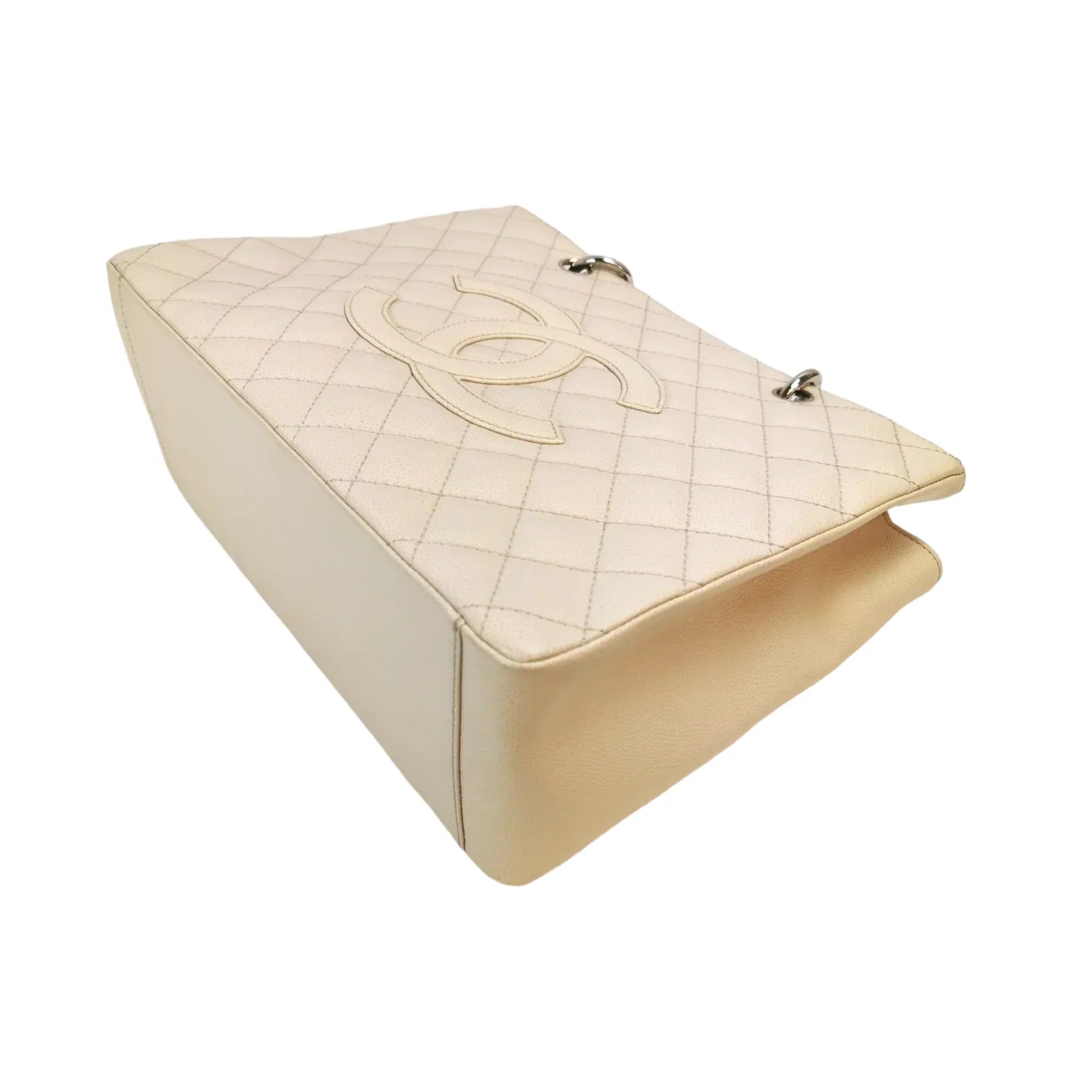 Chanel GST Beige Caviar Silver