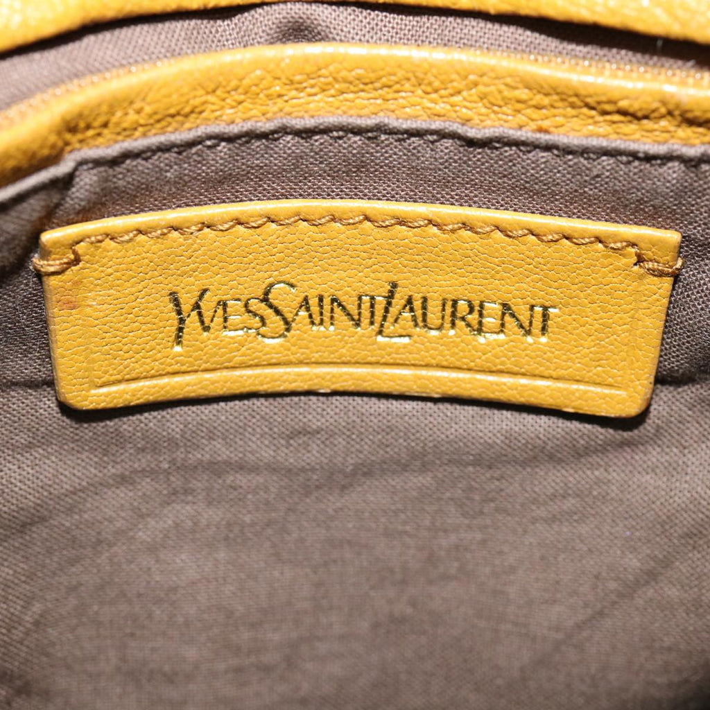 SAINT LAURENT Hand Bag Leather 2way Yellow Auth am1348s
