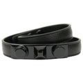 Saint Laurent Le Trois Clous Double Wrap Black Leather Studded Bracelet 415293