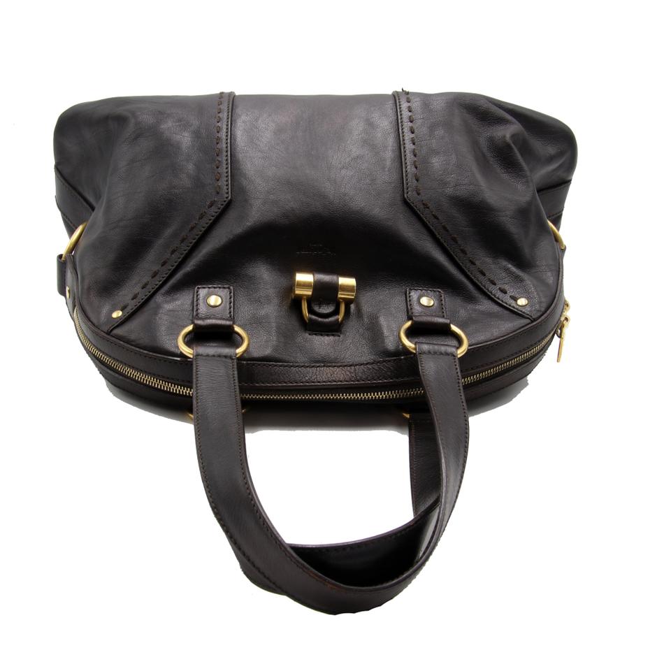 Saint Laurent Muse Stitch Large Dome Satchel Dark Brown Leather Shoulder Bag