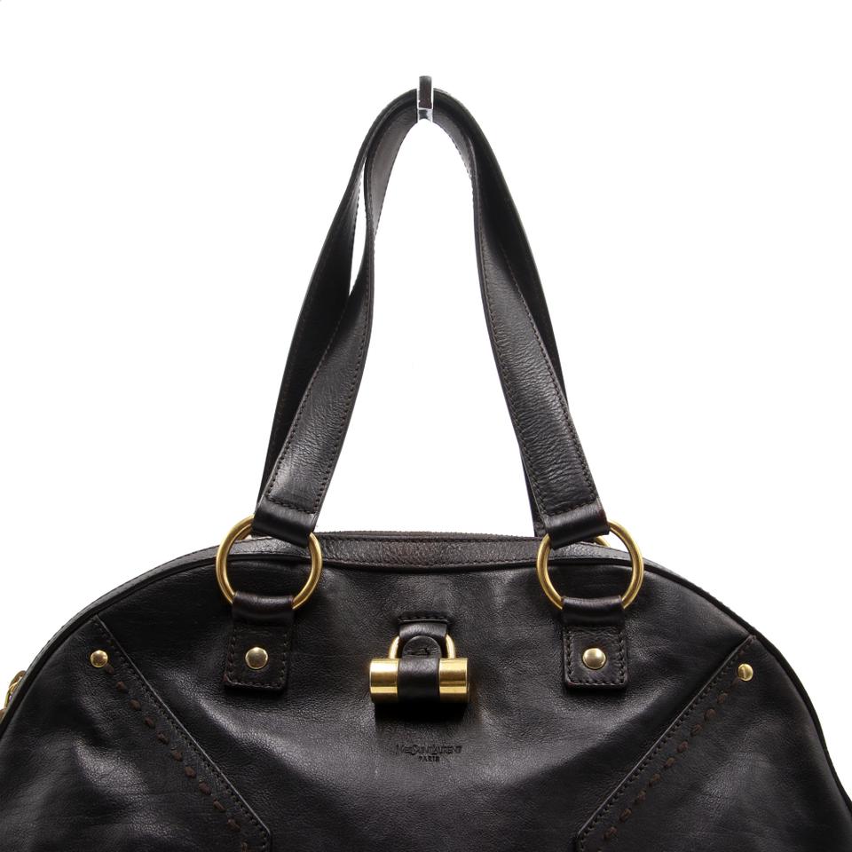 Saint Laurent Muse Stitch Large Dome Satchel Dark Brown Leather Shoulder Bag