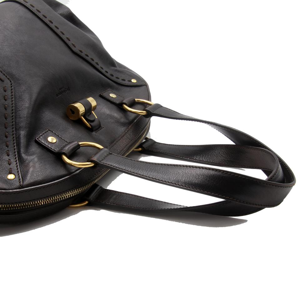Saint Laurent Muse Stitch Large Dome Satchel Dark Brown Leather Shoulder Bag