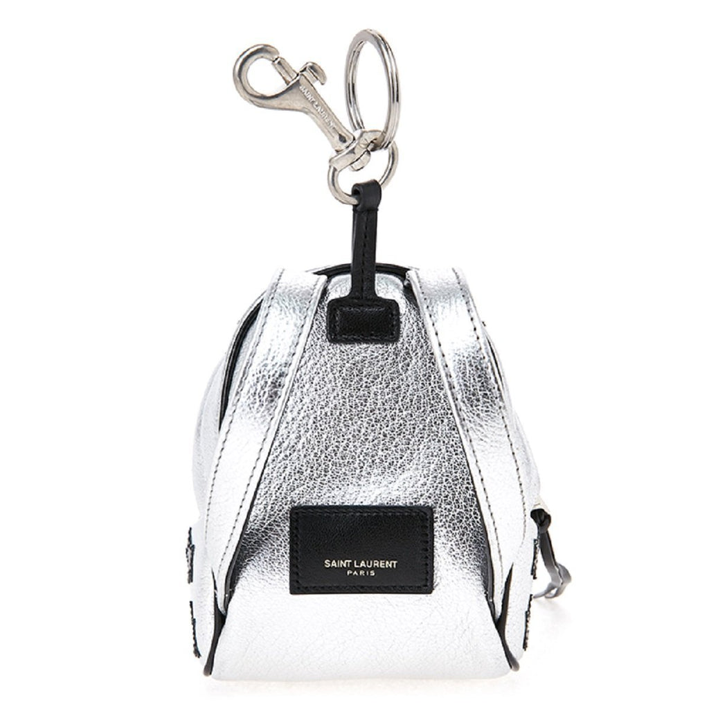 Saint Laurent Silver/Black Unisex Zip Backpack Key Chain Black Stars 441914
