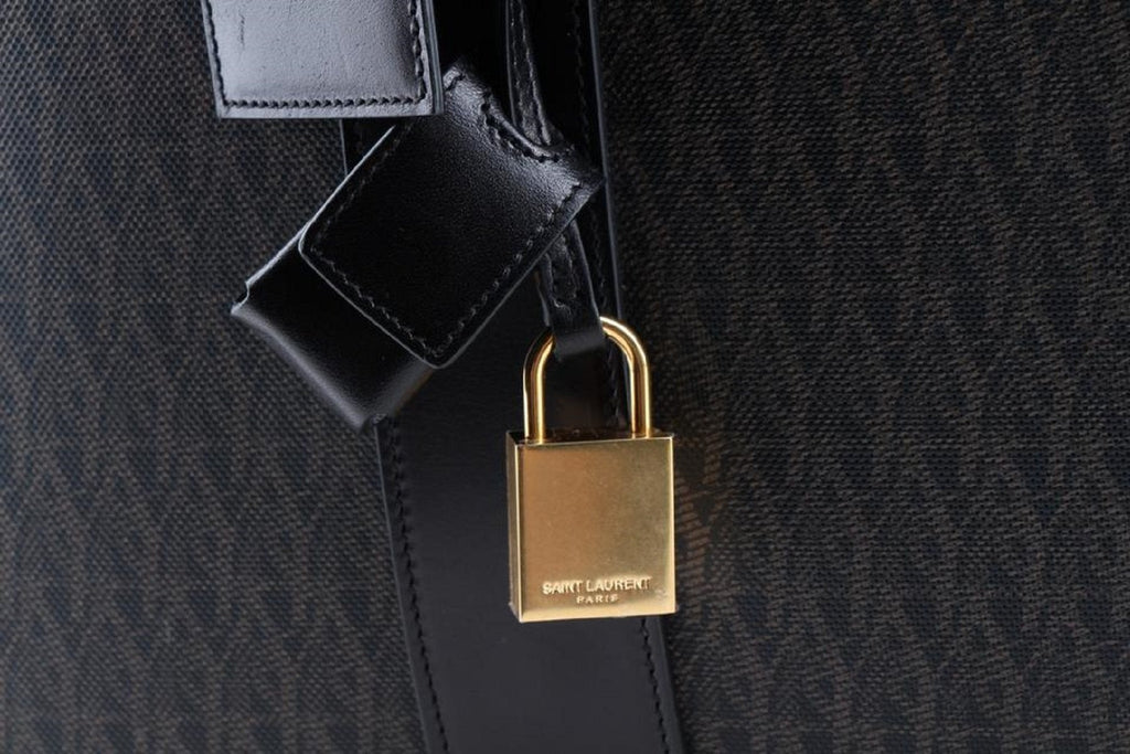 Saint Laurent Toile Classic Monogram 24 Hr Logo Briefcase Luggage