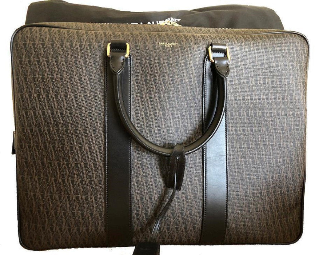 Saint Laurent Toile Classic Monogram 24 Hr Logo Briefcase Luggage