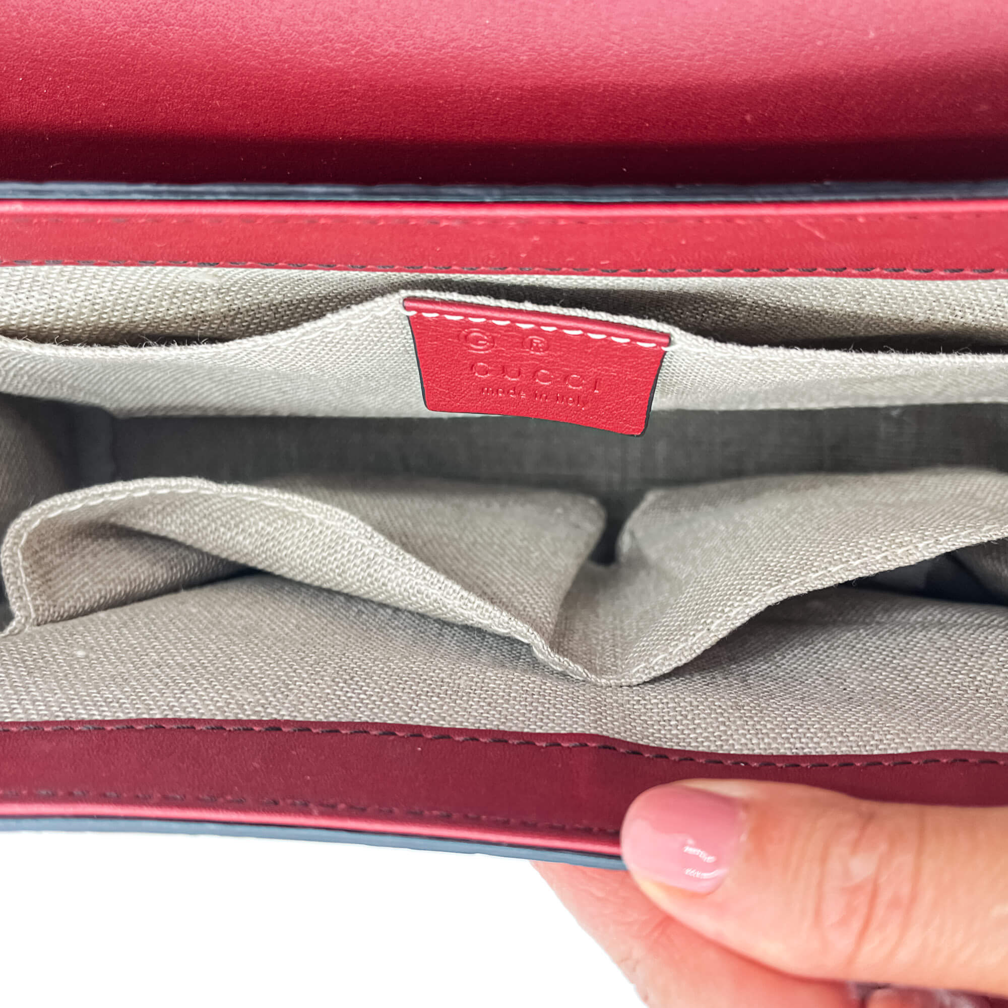 Emily Guccissima Red Leather Chain Shoulder Bag