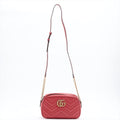 Gucci GG Red Marmont Crossbody Bag Matelassé Leather