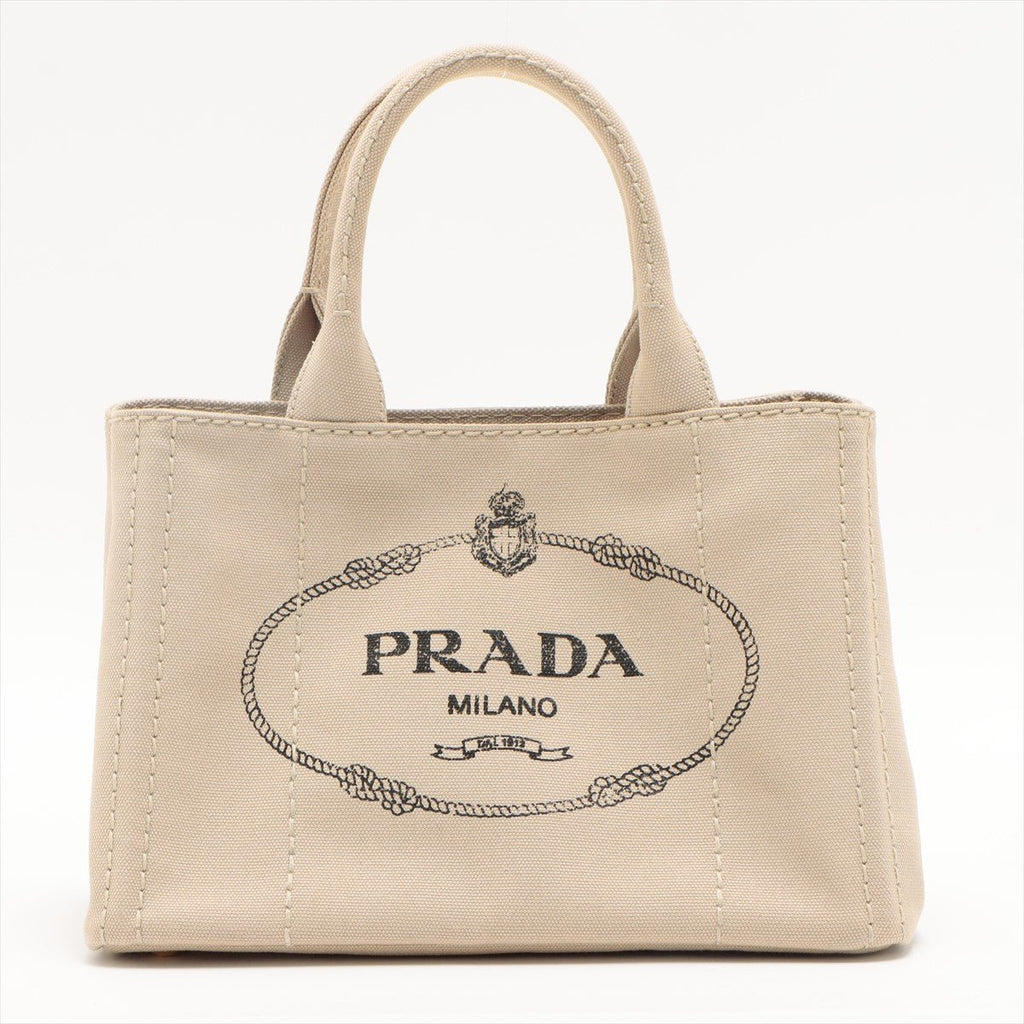 Prada 2-Way Canvas Tote Bag Beige