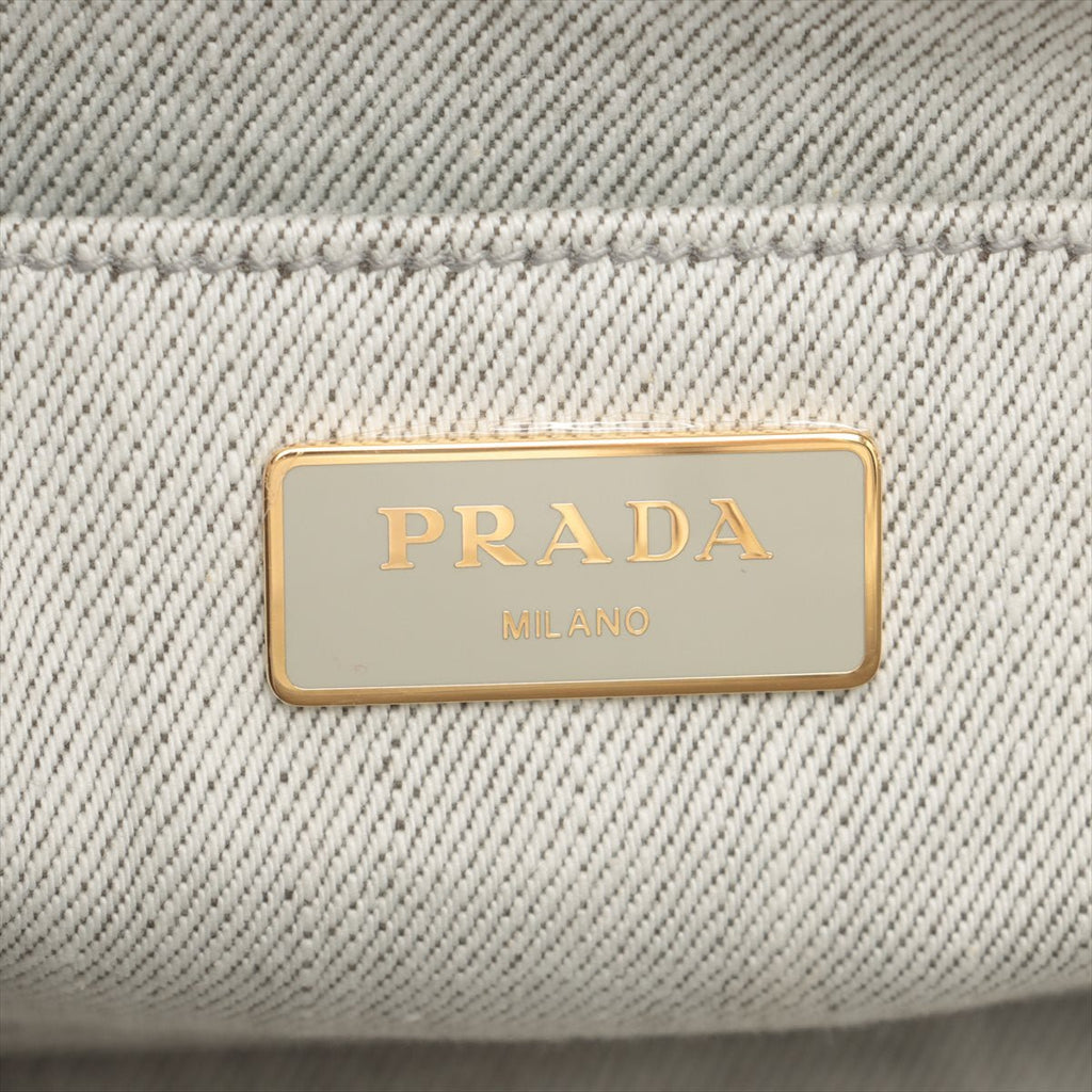 Prada 2-Way Denim Canvas Tote Bag Grey