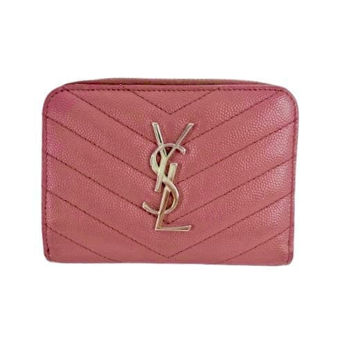Saint Laurent Leather Compact Zip Around Wallet