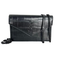 Saint Laurent Embossed Croc Envelope Wallet on Chain
