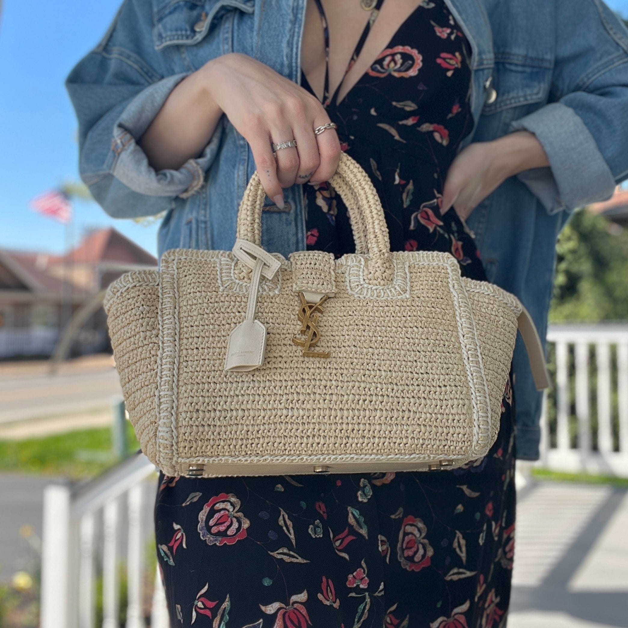 Saint Laurent Raffia Baby Downtown Cabas