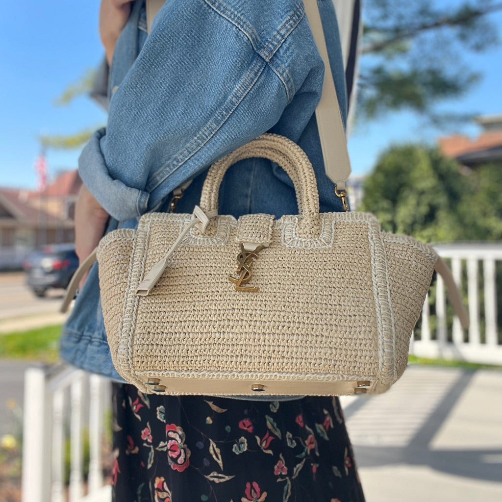 Saint Laurent Raffia Baby Downtown Cabas