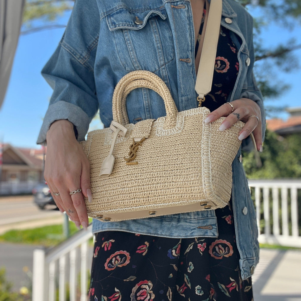 Saint Laurent Raffia Baby Downtown Cabas