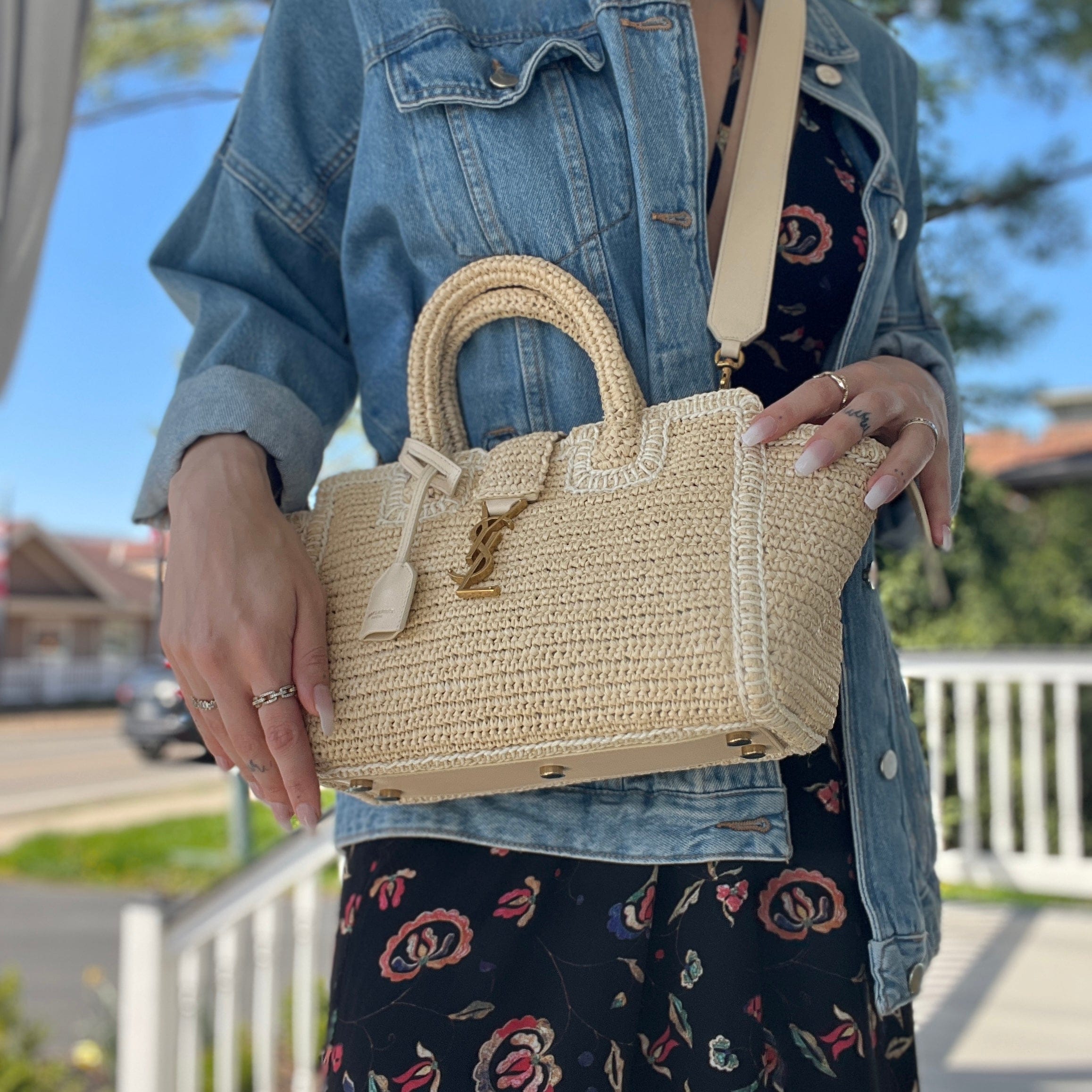Saint Laurent Raffia Baby Downtown Cabas