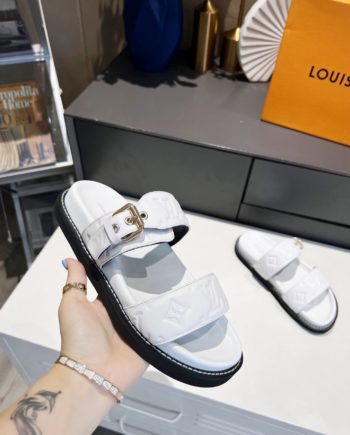 louis vuitton Women's Bom Dia Flat Mule White For Women