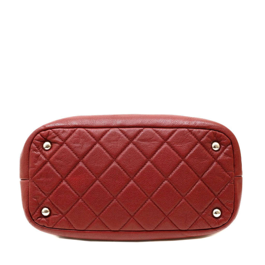 Chanel Red Caviar Leather Tote w/ Silver Hardware