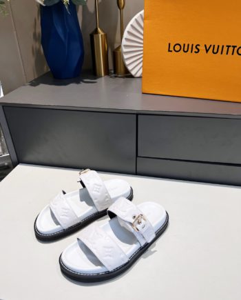 louis vuitton Women's Bom Dia Flat Mule White For Women