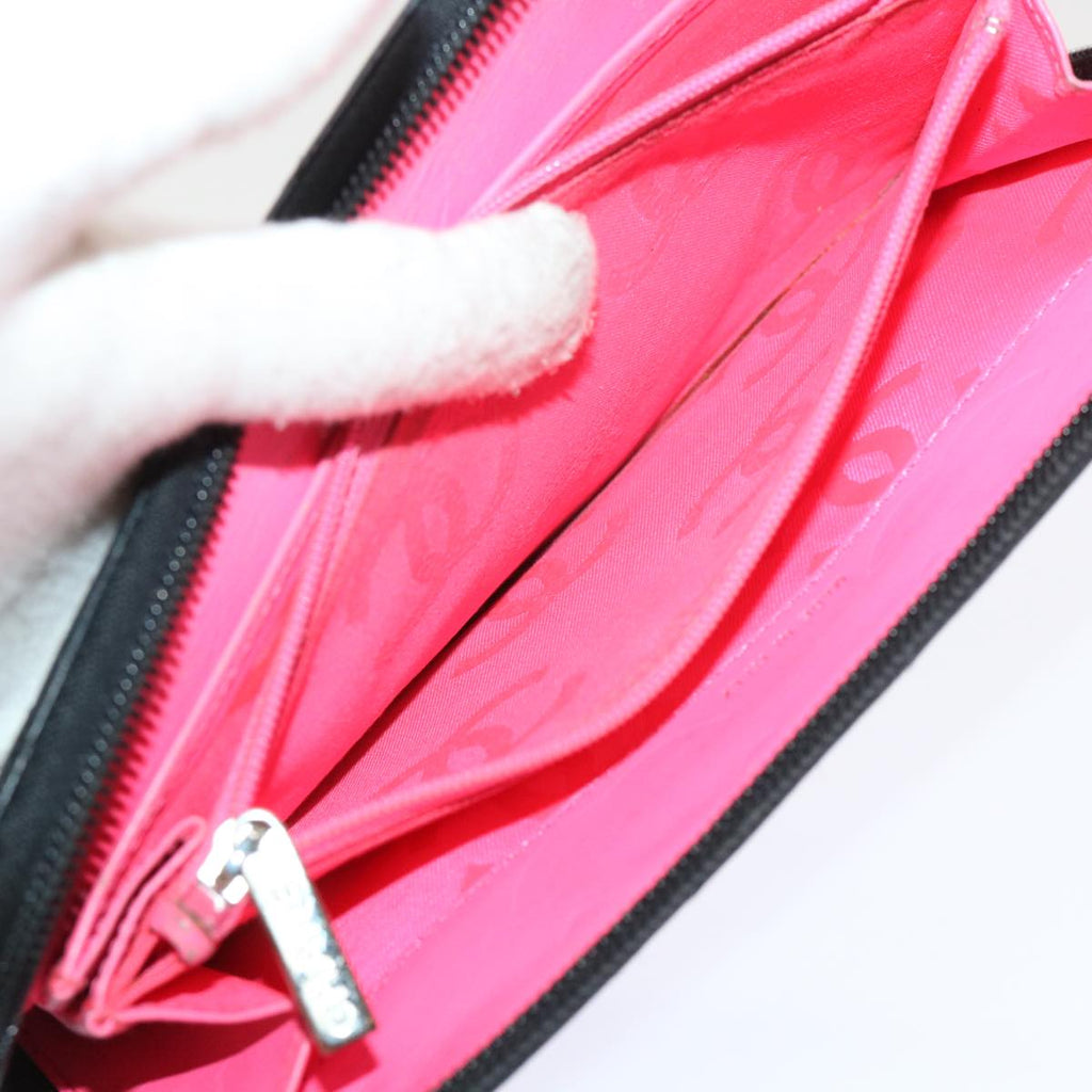 CHANEL Cambon Line Long Wallet Lamb Skin Black CC  th3796