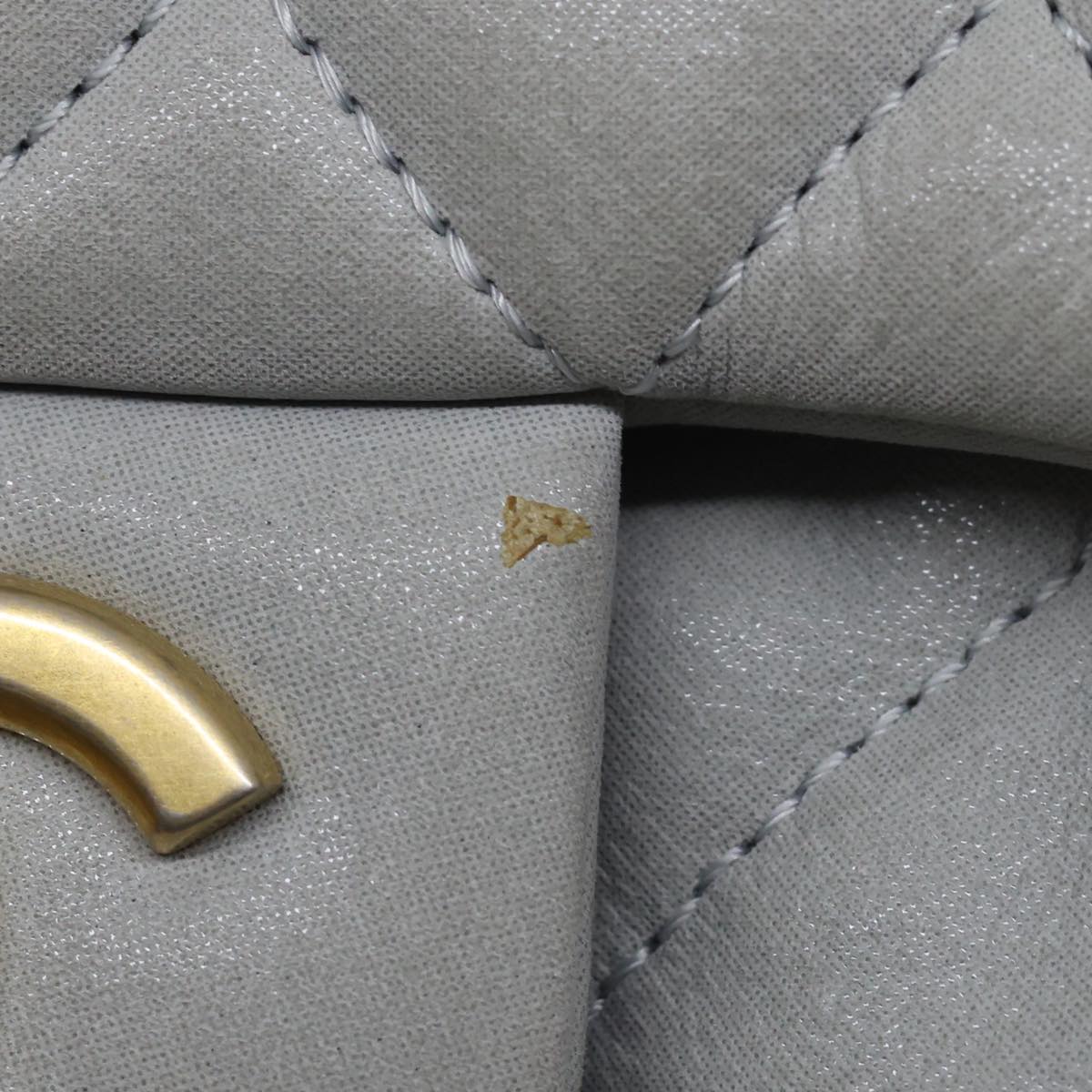 CHANEL Lamb Skin Matelasse Double Chain Shoulder Bag Gray CC  am1097g