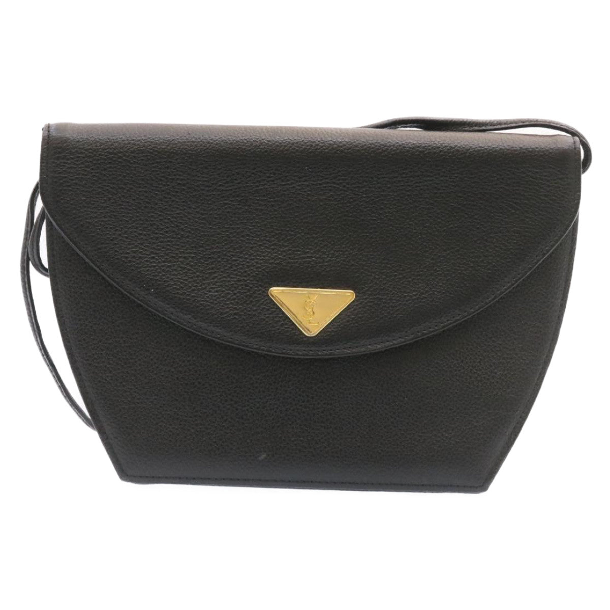 SAINT LAURENT Shoulder Bag Leather Black Auth am1347s