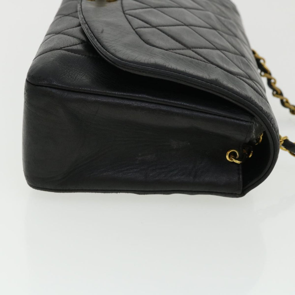 CHANEL Diana Matelasse Chain Flap Shoulder Bag Lamb Skin Black Gold  25036A