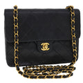 CHANEL Matelasse Chain Flap Turn Lock Shoulder Bag Lamb Skin Black  34659A