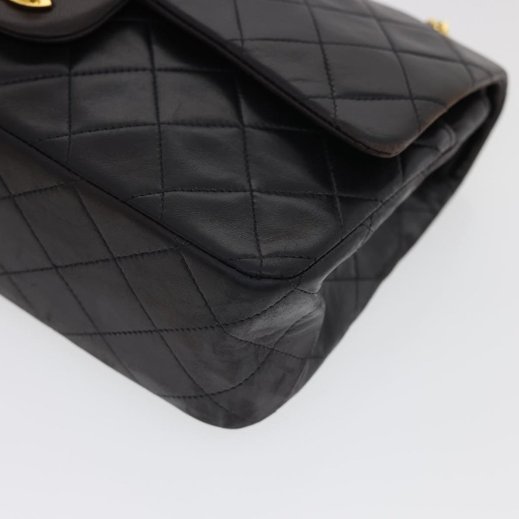 CHANEL Classic Matelasse 25 Chain Flap Shoulder Bag Lamb Skin Black  hs649A