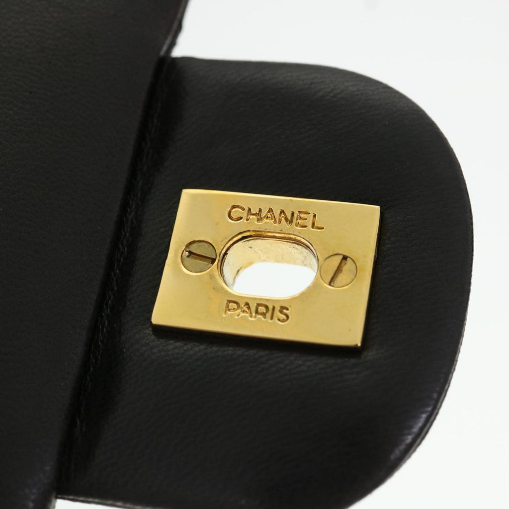 CHANEL Classic Matelasse 25 Chain Flap Shoulder Bag Lamb Skin Black  hs649A