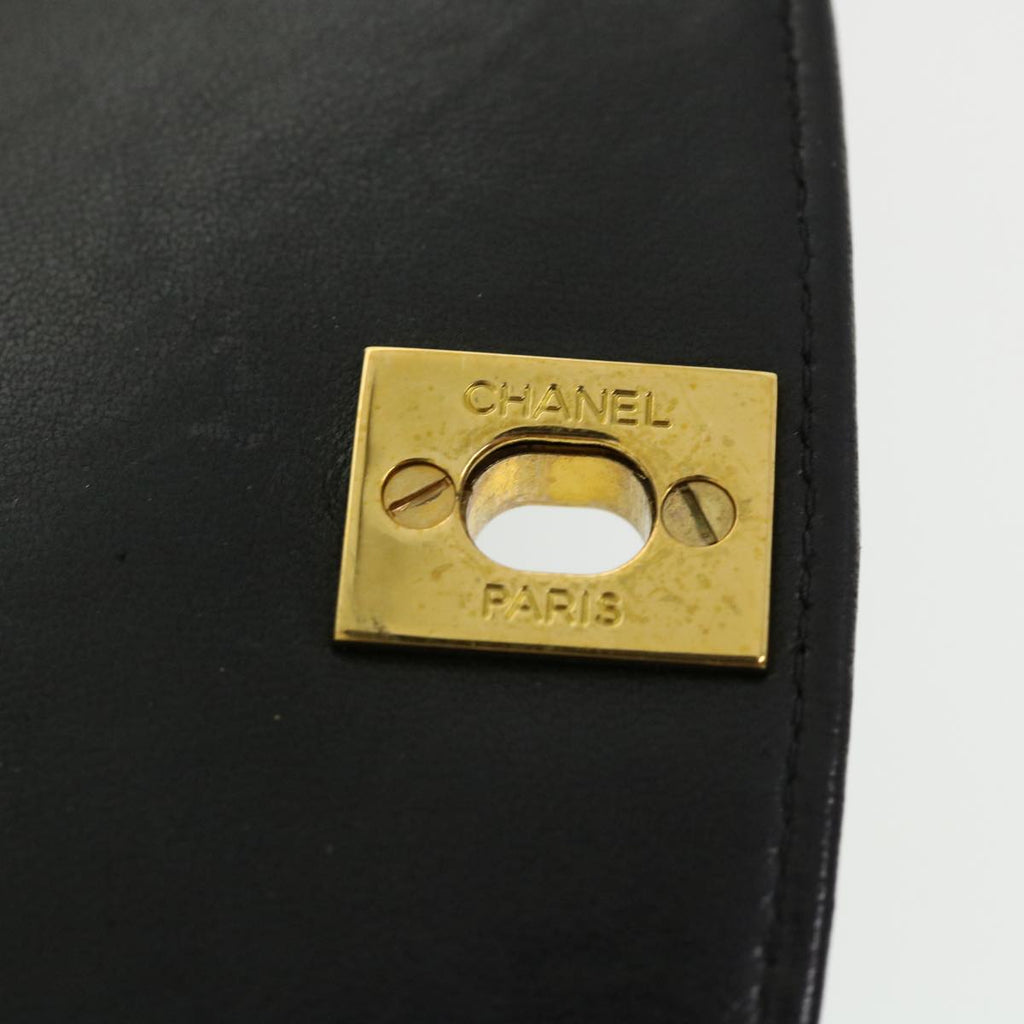 CHANEL Chain Turn Lock Diana Matelasse Shoulder Bag Lamb Skin Black  rz036A