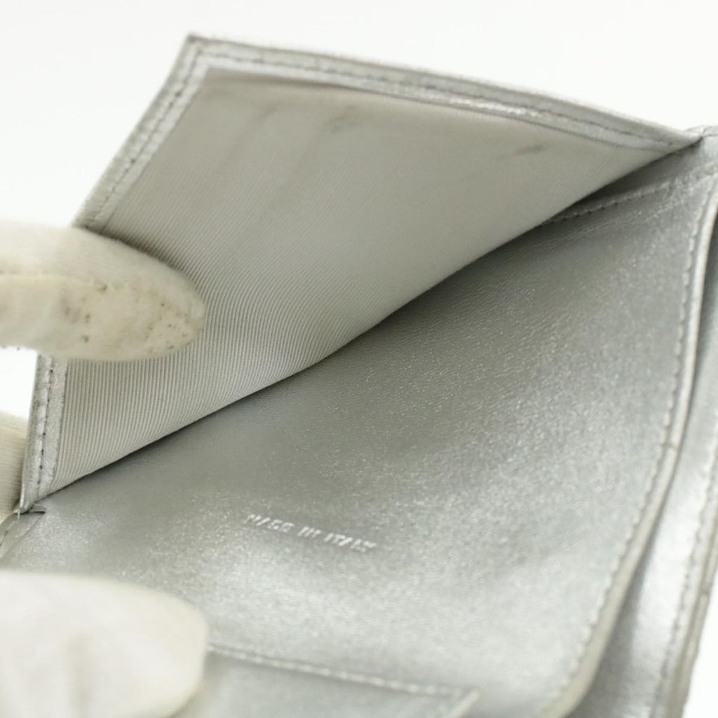 CHANEL Matelasse Bifold Wallet Silver CC  cr620