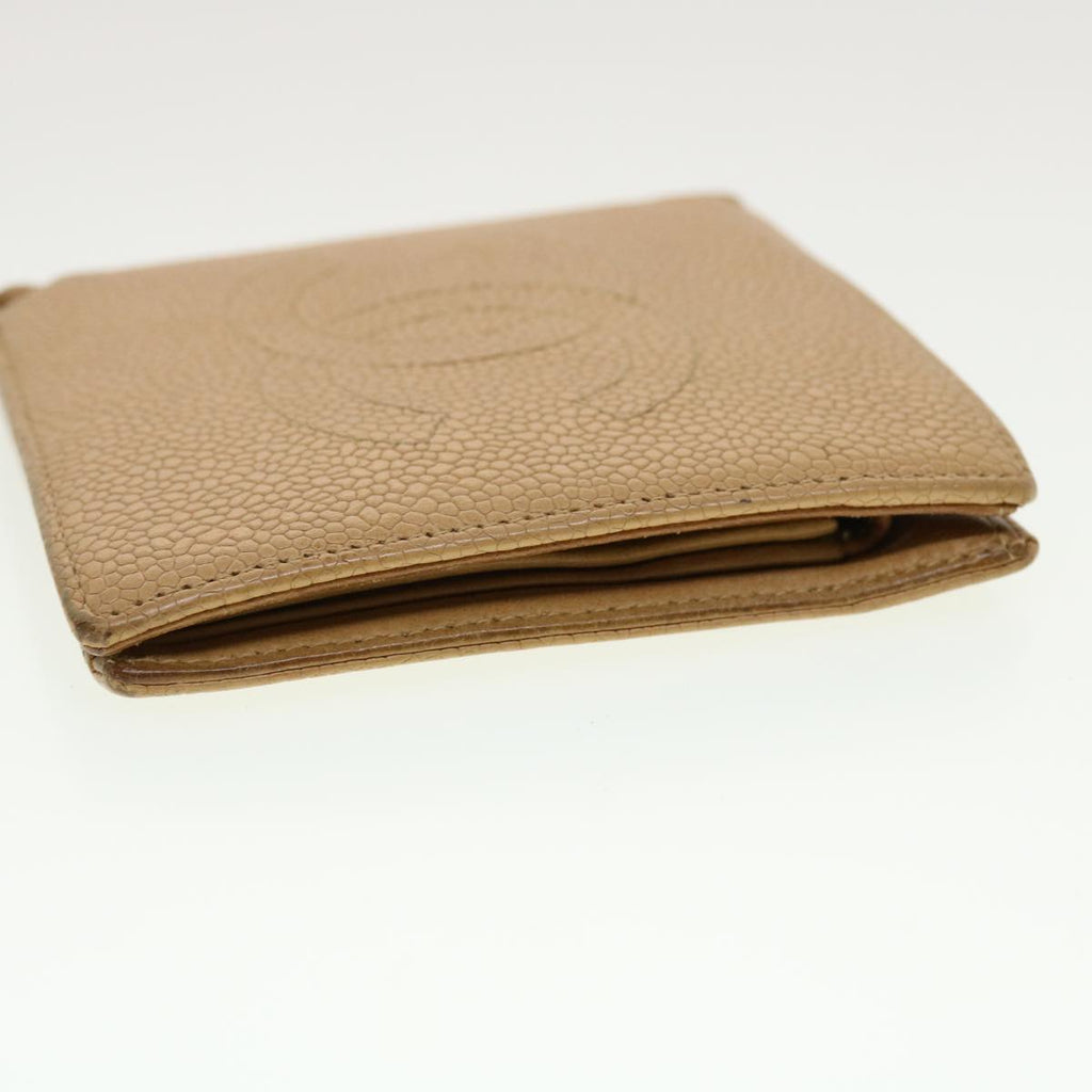 CHANEL Wallet Caviar Skin Beige CC Auth ti1127