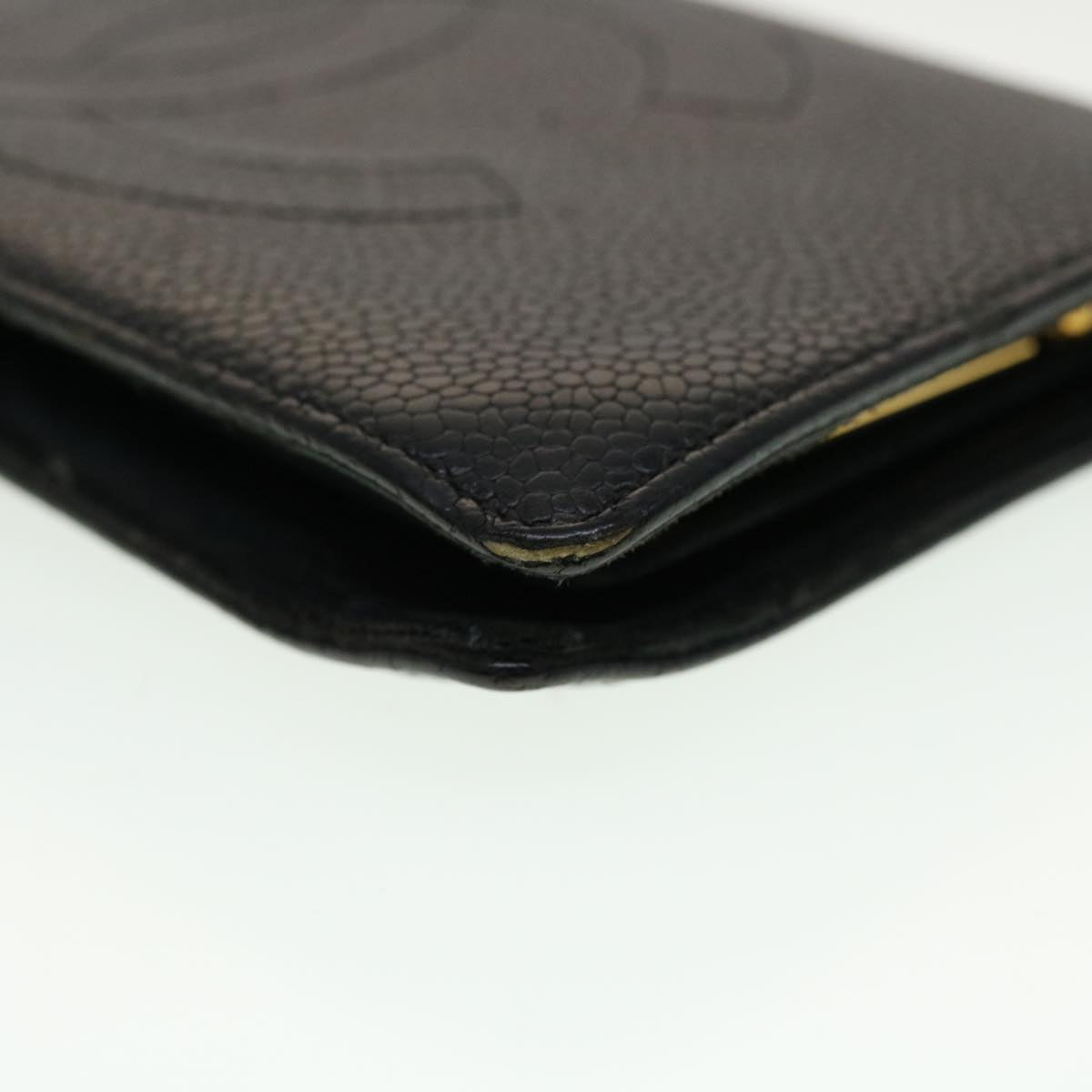 CHANEL Long Wallet Caviar Skin Black CC  ti1128