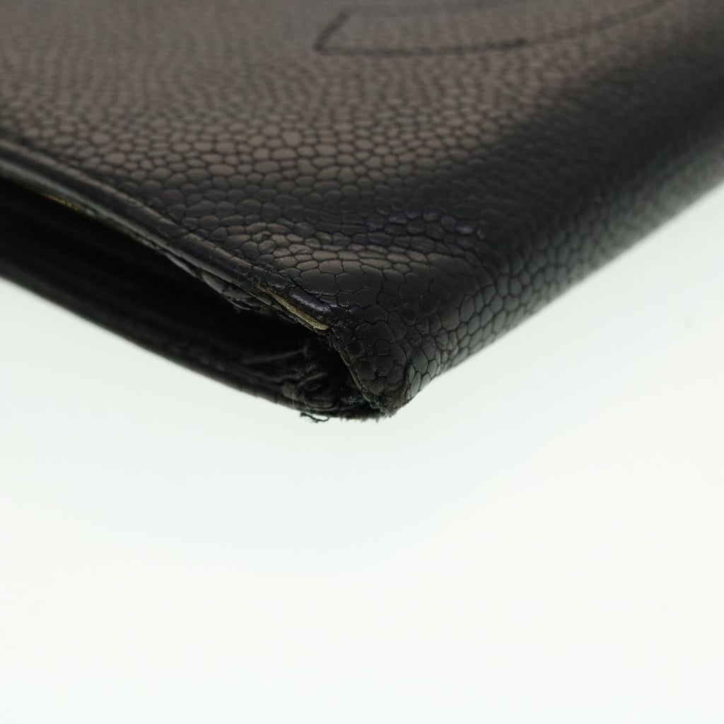 CHANEL Long Wallet Caviar Skin Black CC  ti1128