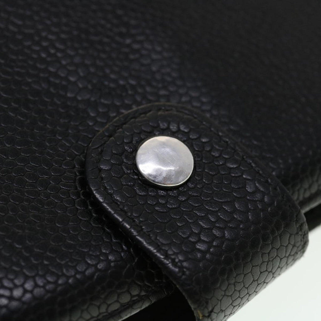 CHANEL Long Wallet Caviar Skin Black CC  ti1128