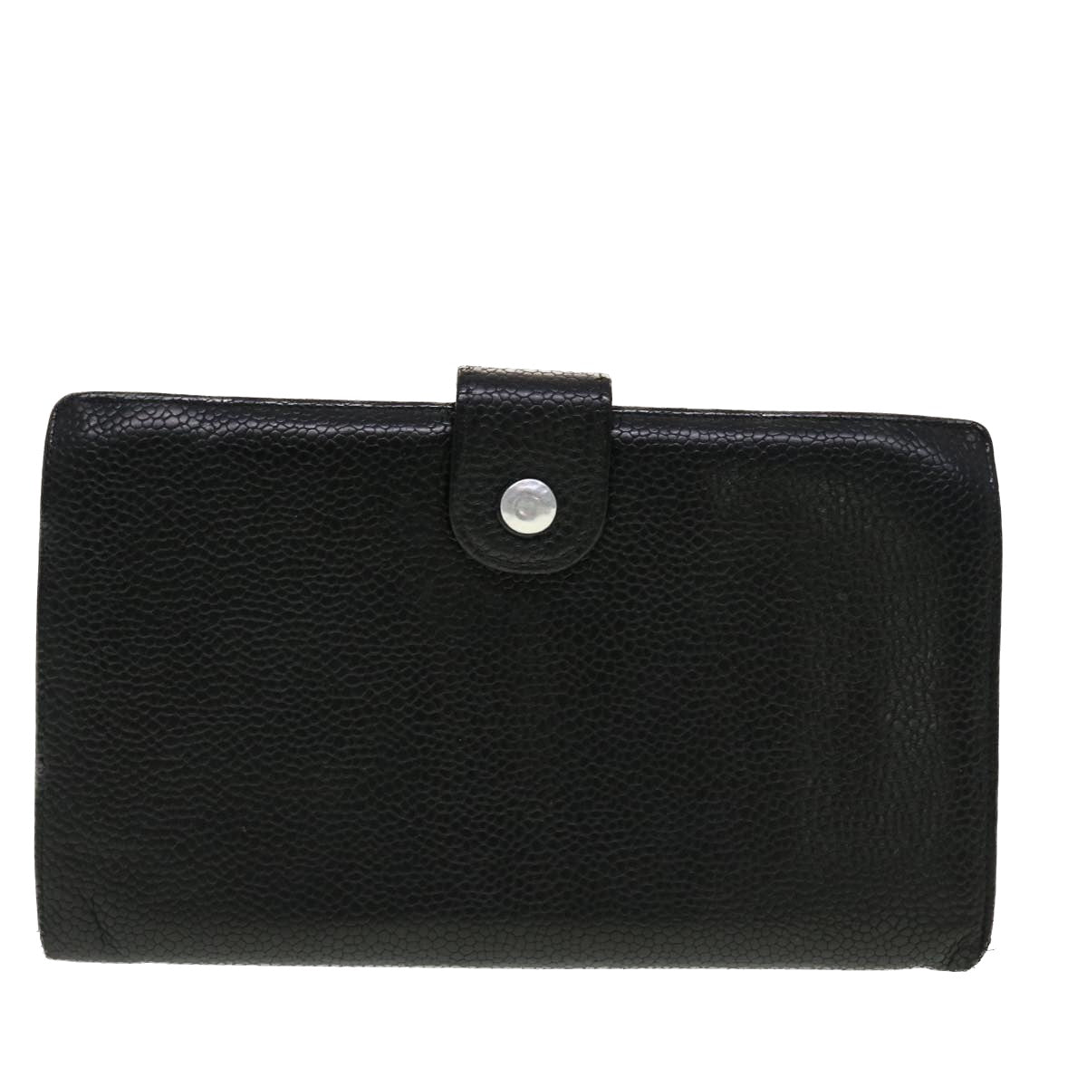 CHANEL Long Wallet Caviar Skin Black CC  ti1128