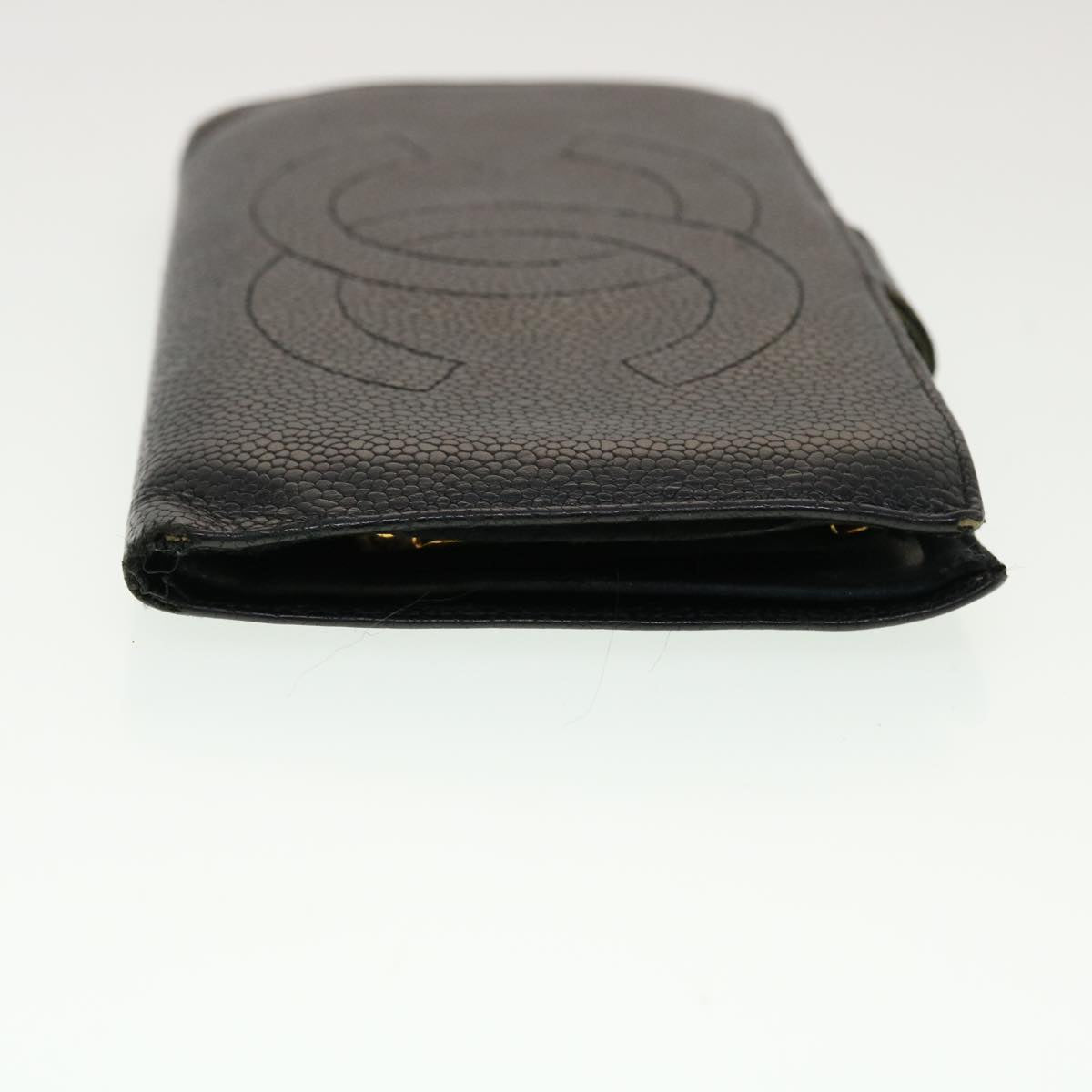 CHANEL Long Wallet Caviar Skin Black CC  ti1128